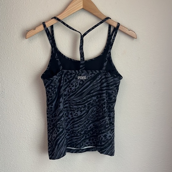 PINK workout tank with built in bra size S animal print - Picture 2 of 5